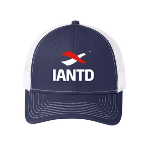 Snapback Trucker Cap - IANTD Logo/Navy Blue & White