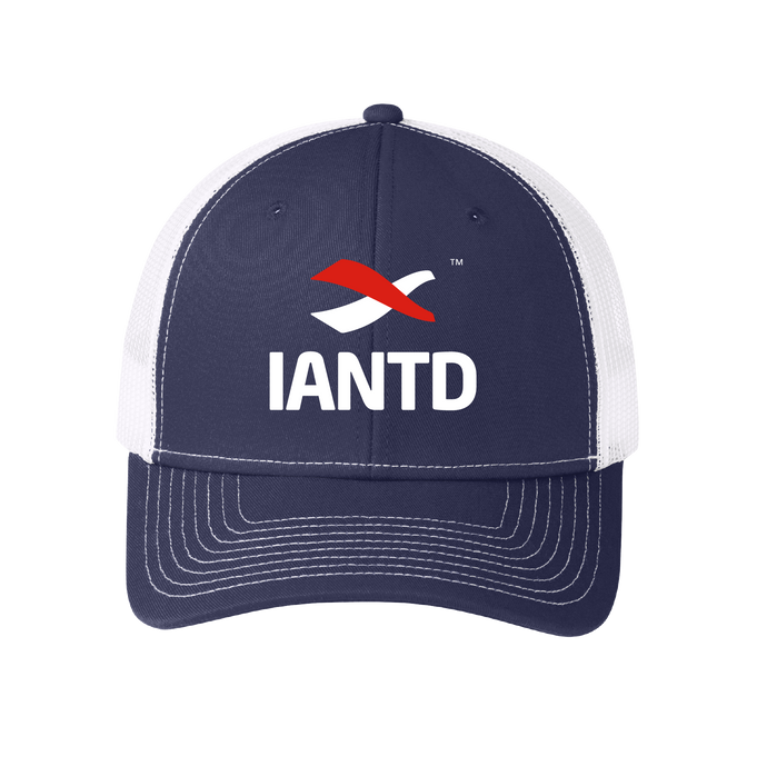 Snapback Trucker Cap - IANTD Logo/Navy Blue & White