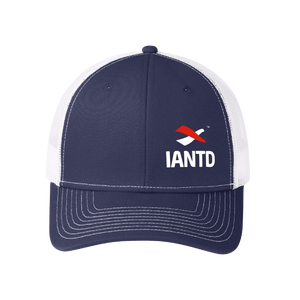 Snapback Trucker Cap - IANTD Logo/Navy Blue & White