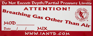 Attention! Breathing Gas Other than Air Decal